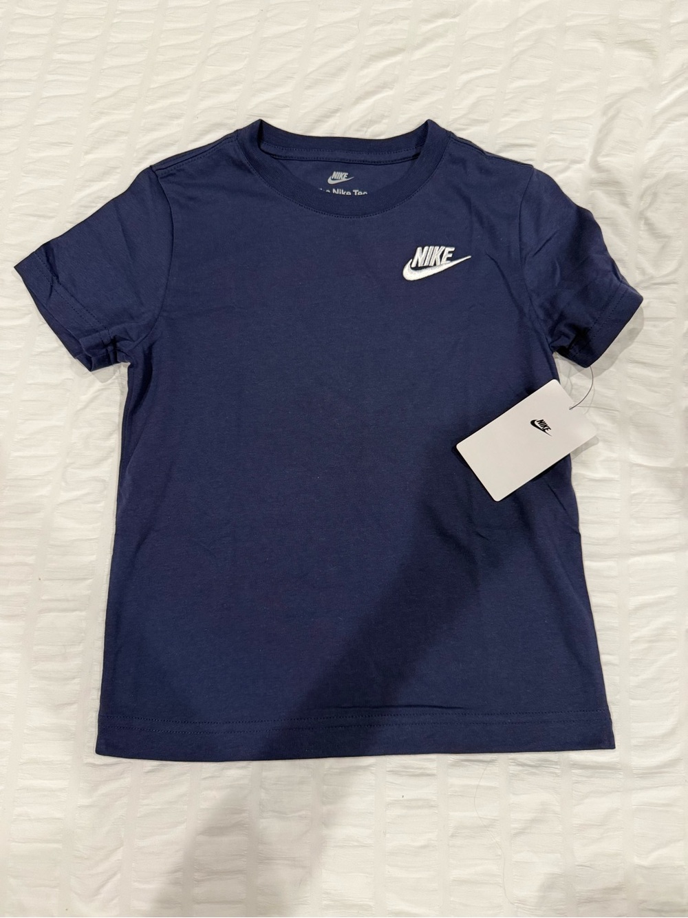 Nike Kids Navy Short Sleeve Tee with White Swoosh